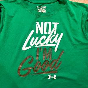 🍀Under Armour  YXL “not Lucky I’m Good” shirt